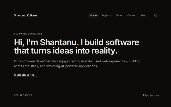 Warm gradient placeholder labelled "Portfolio site"